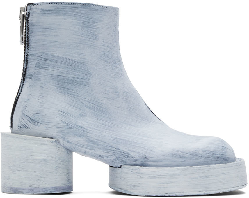 MM6 Maison Margiela White Paint Boots MM6 Maison Margiela