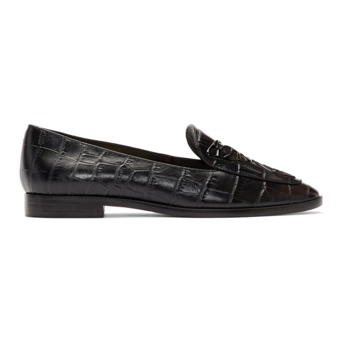 black croc loafers