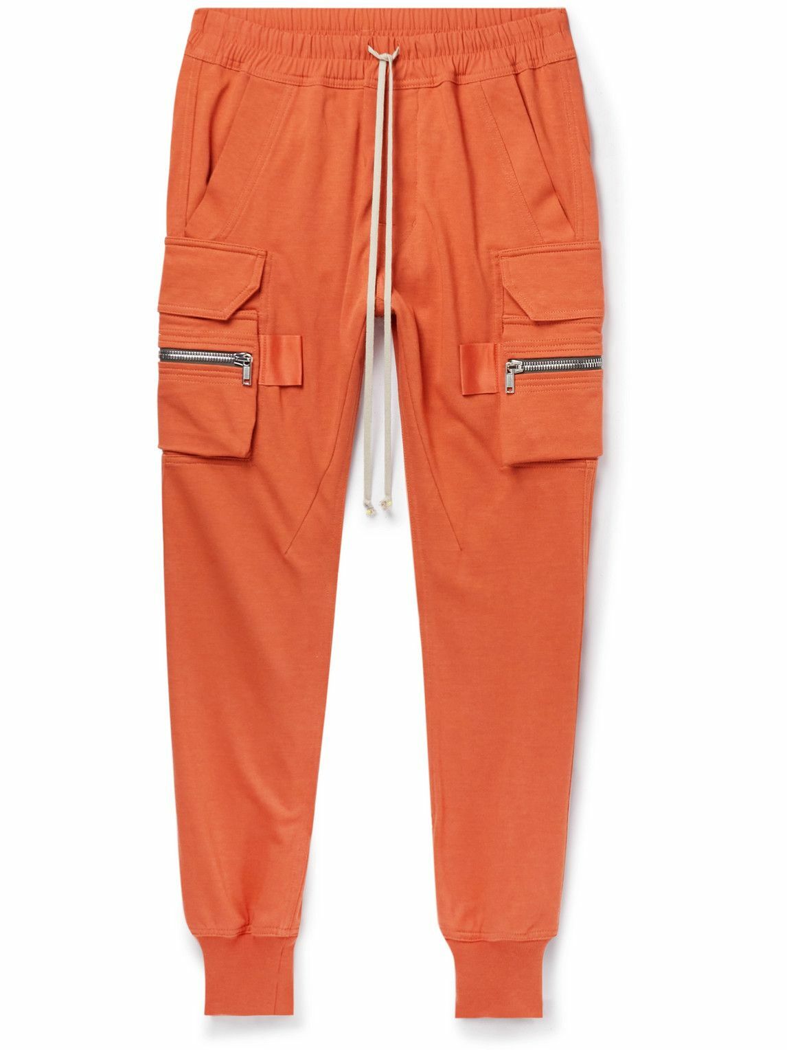 Photo: Rick Owens - Mastodon Slim-Fit Organic Cotton-Jersey Cargo Sweatpants - Orange