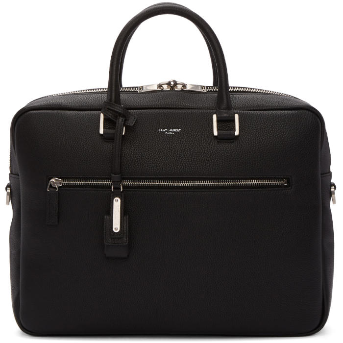 Saint Laurent Black Leather Briefcase Saint Laurent