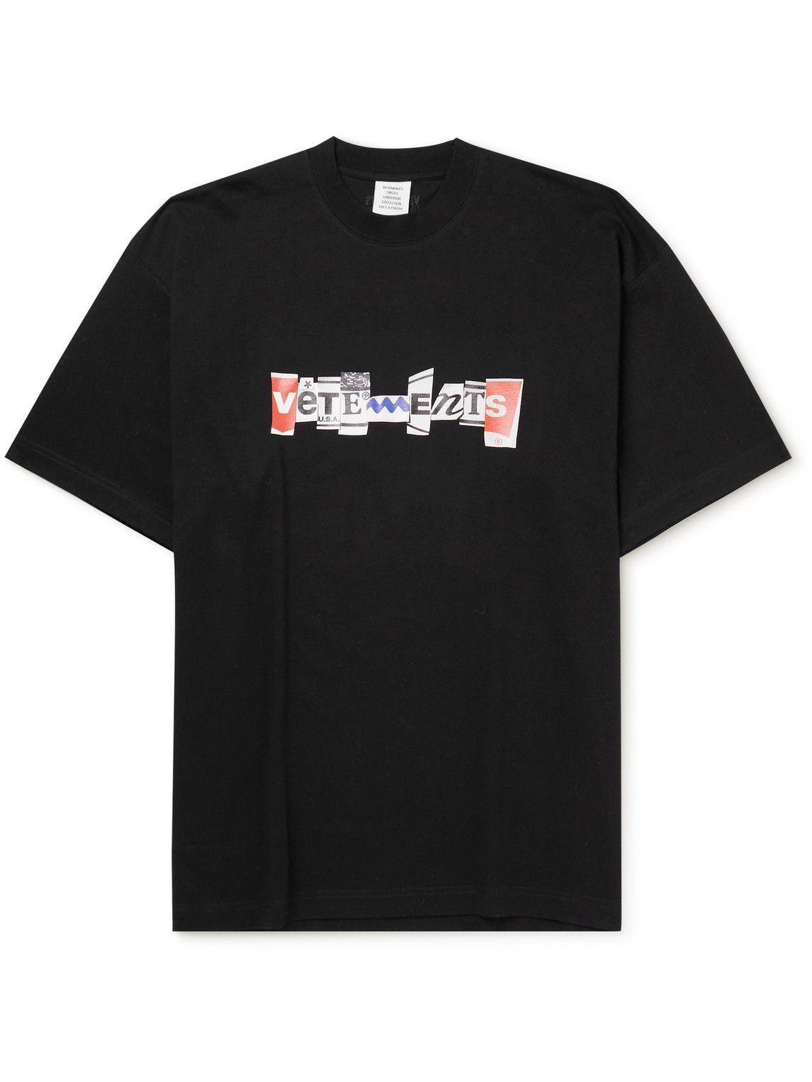 VETEMENTS - Oversized Logo-Print Cotton-Jersey T-Shirt - Black Vetements