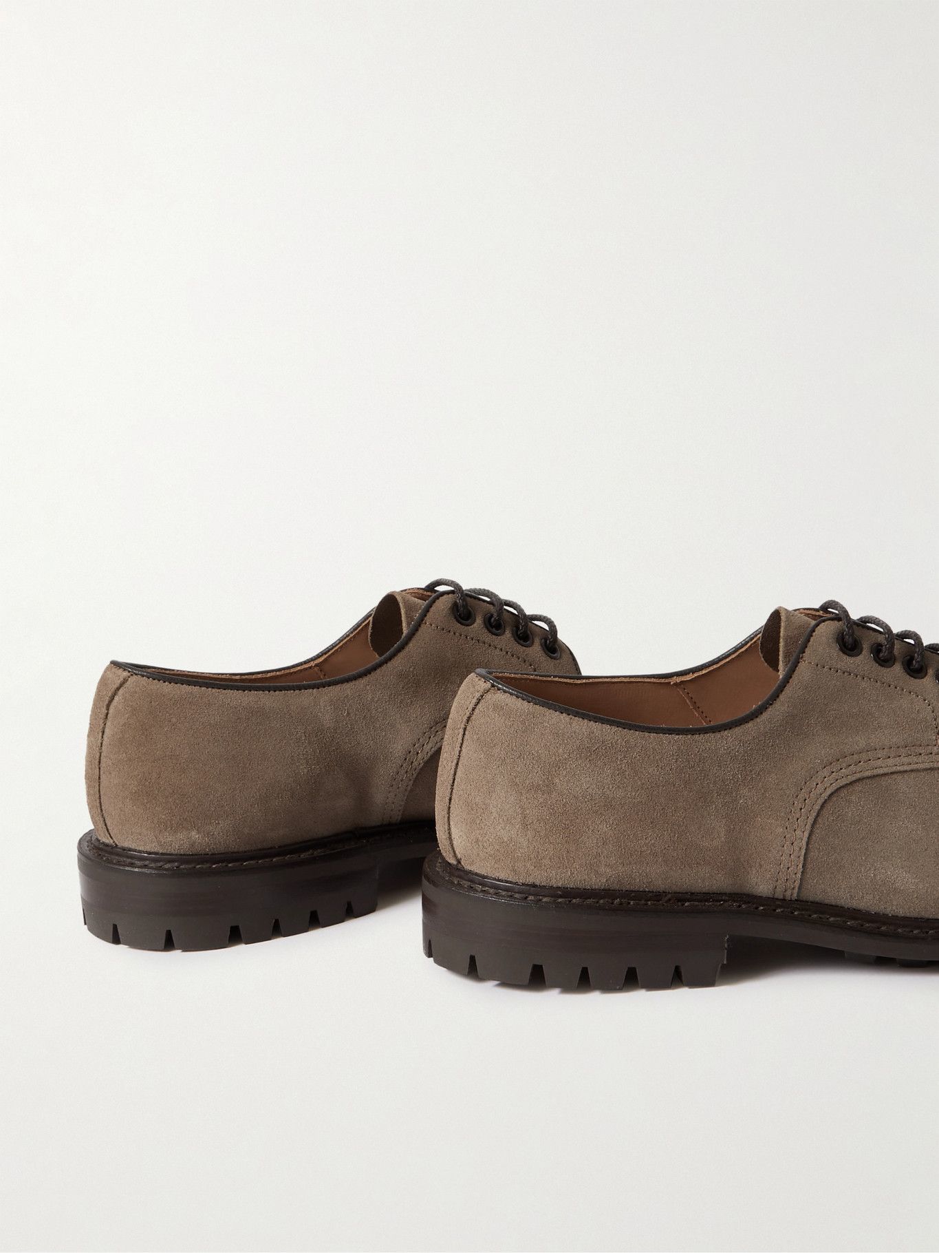 Tricker's - Daniel Leather-Trimmed Suede Derby Shoes - Brown Tricker's
