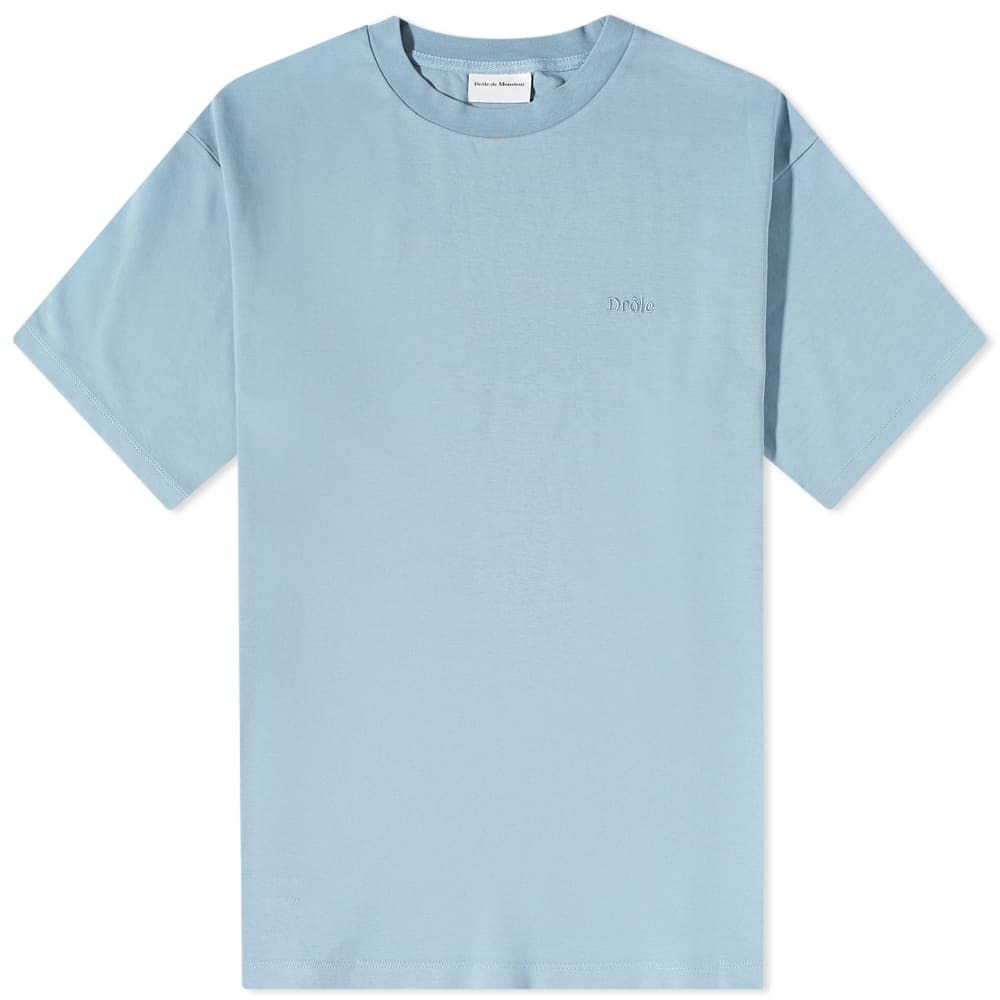 Photo: Drole de Monsieur Men's Drôle de Monsieur Classic Logo T-Shirt in Blue/Grey