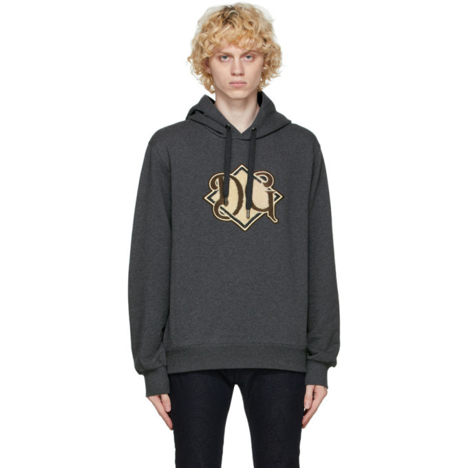 Dolce and Gabbana Grey Logo Patch Hoodie Dolce & Gabbana