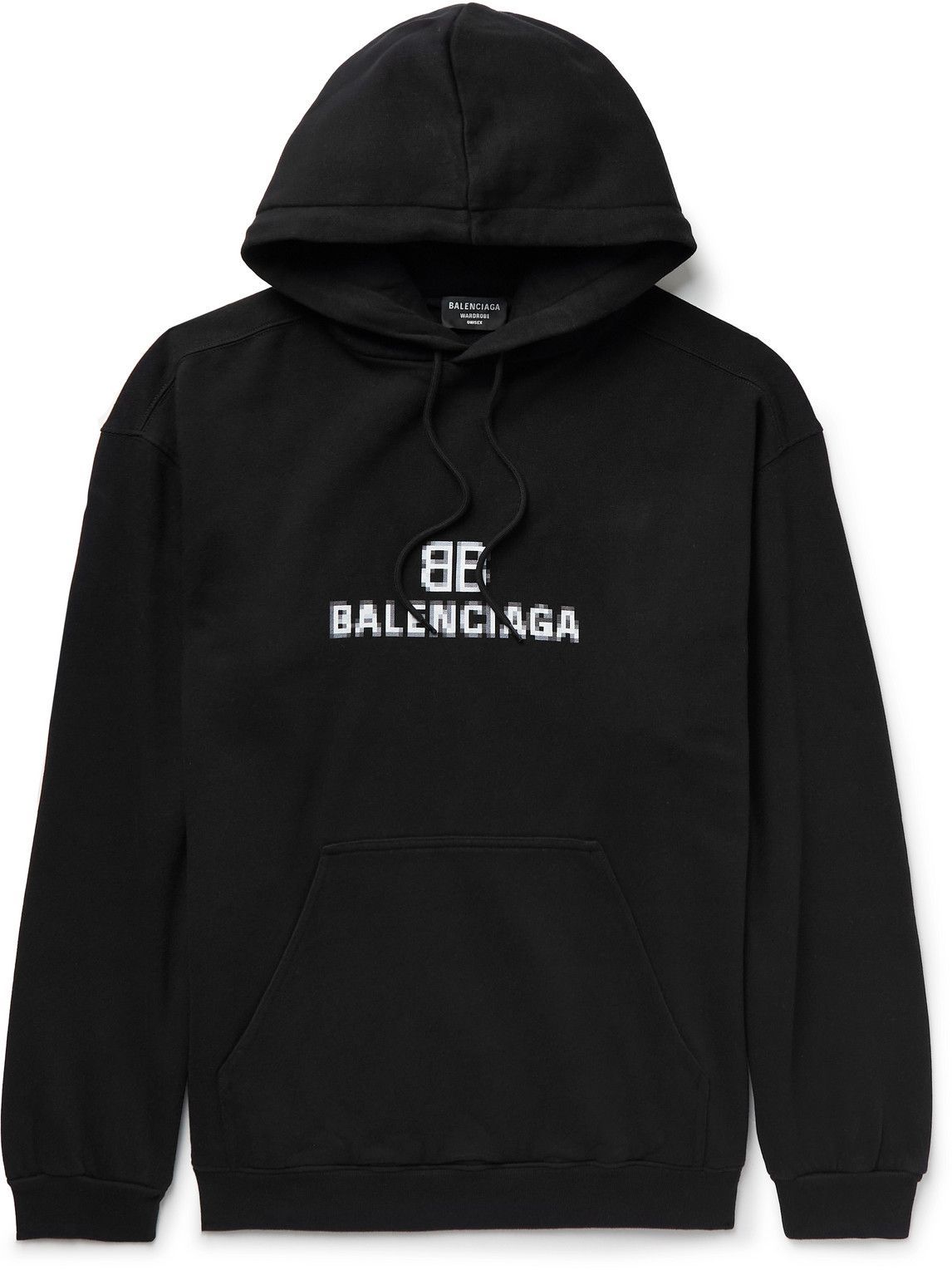 Balenciaga - Logo-Print Cotton-Jersey Hoodie - Black Balenciaga