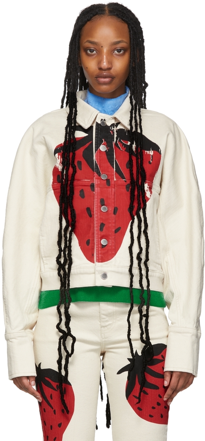 JW Anderson White Strawberry Volume Sleeve Jacket JW Anderson