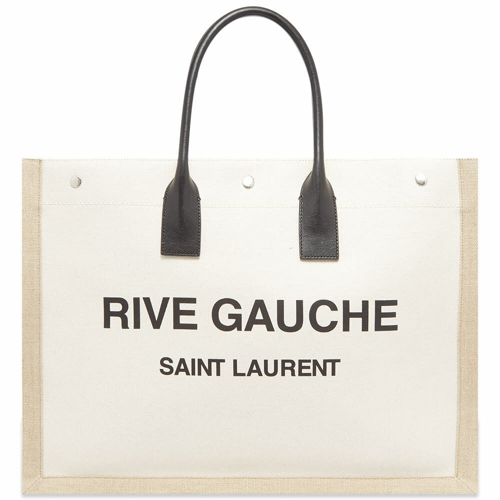 Saint Laurent Men's Rive Gauche Tote Bag in Ecru Saint Laurent