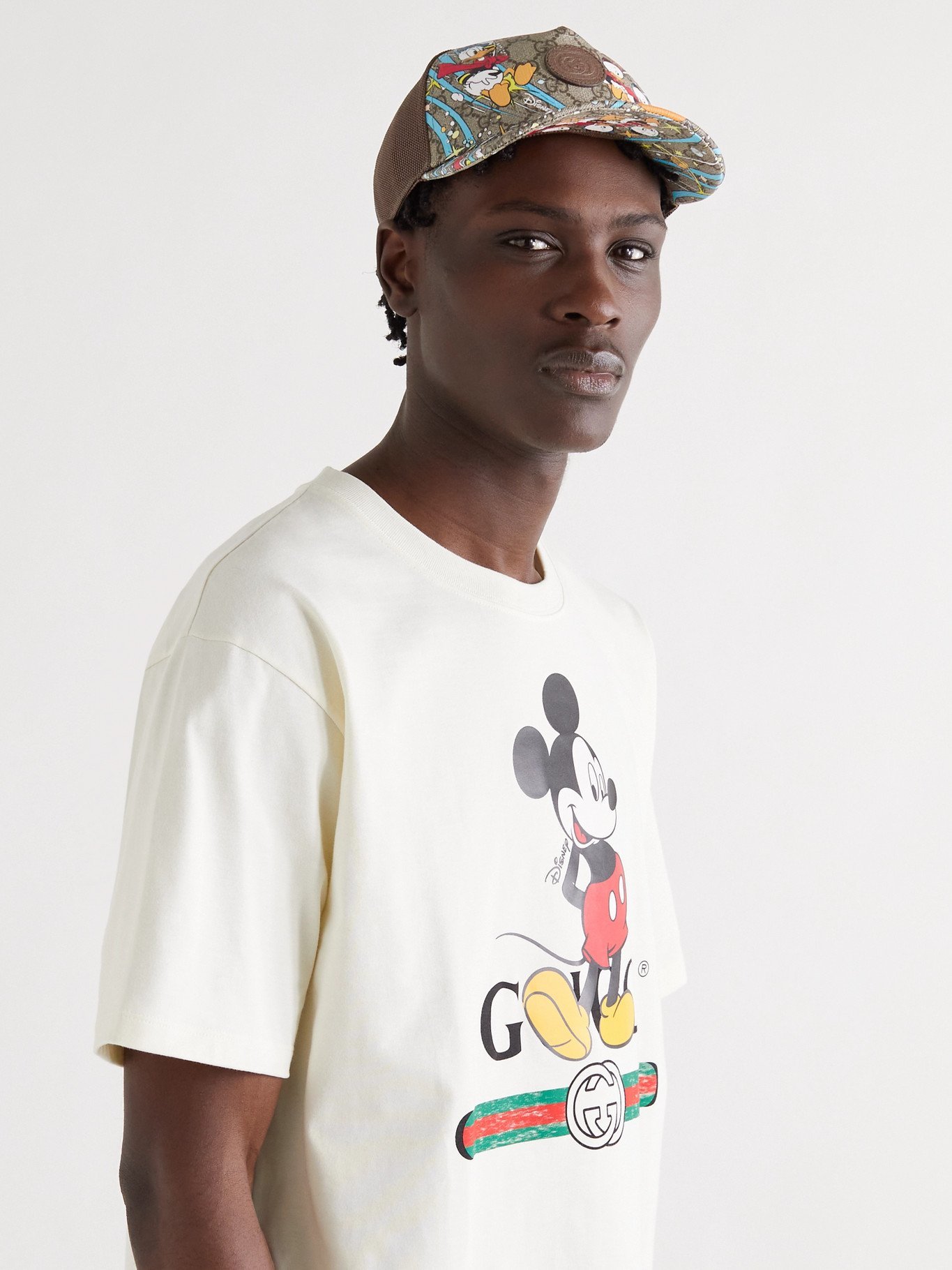 GUCCI - Disney Printed Monogrammed Coated-Canvas and Mesh Baseball