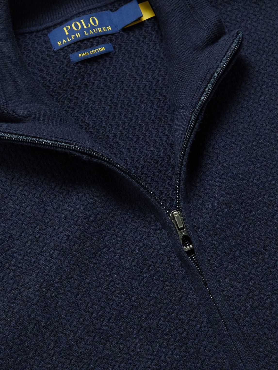 Polo Ralph Lauren - Logo-Embroidered Waffle-Knit Cotton Zip-Up Cardigan - Blue