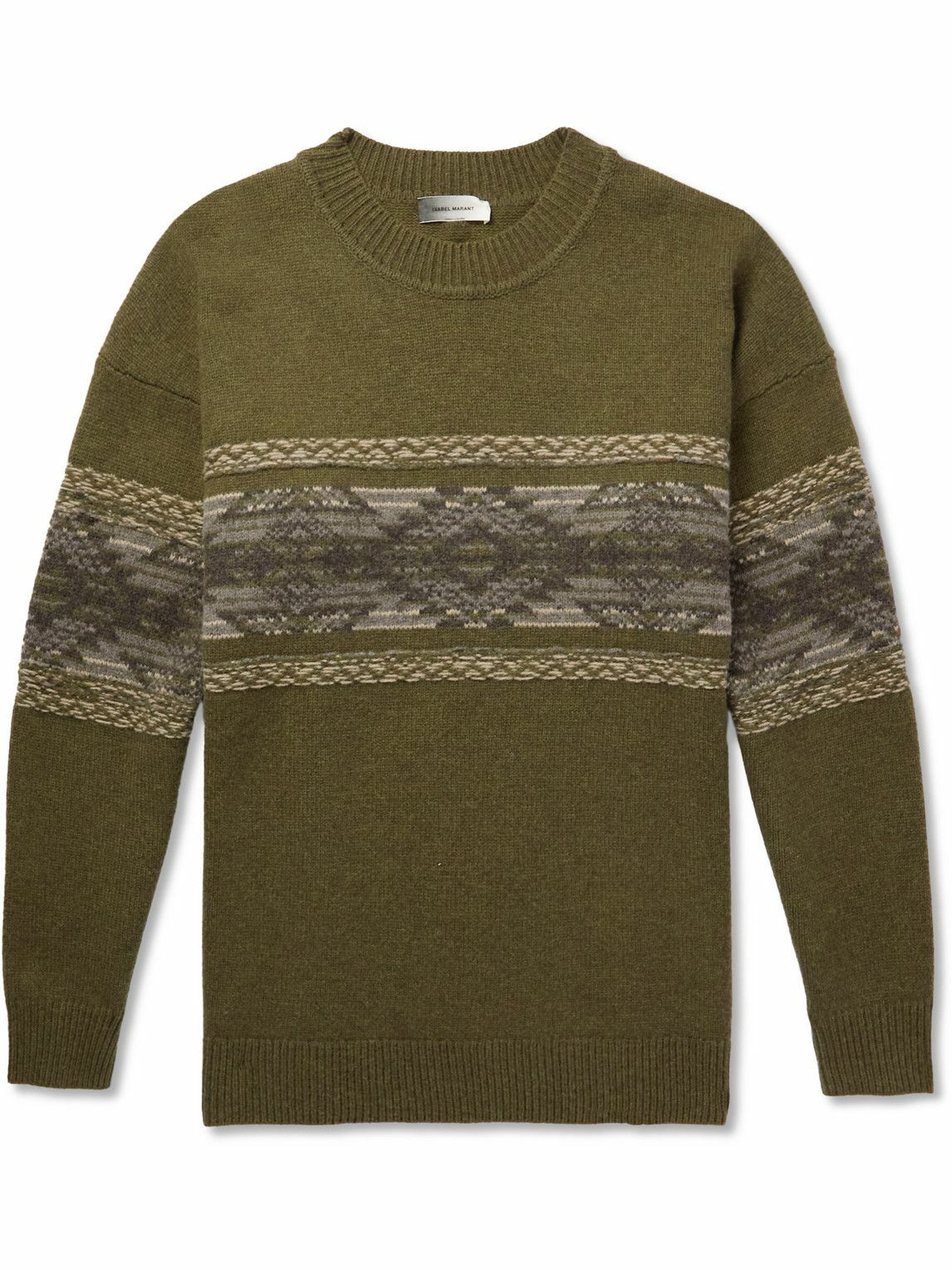 Isabel Marant - Alrick Fair Isle Merino Wool-Blend Sweater - Green ...