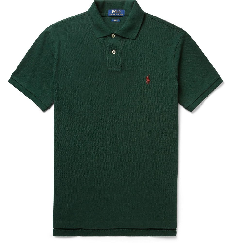 Polo Ralph Lauren - Slim-Fit Cotton-Piqué Polo Shirt - Dark green Polo  Ralph Lauren