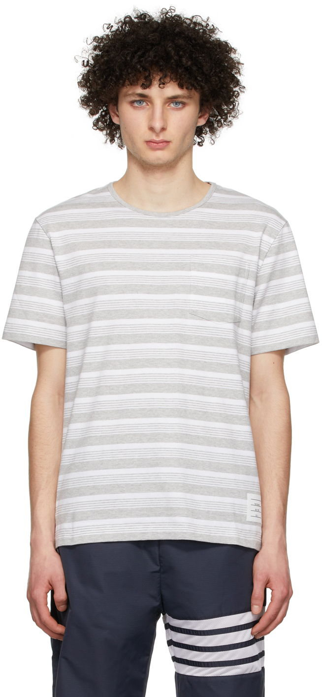 Thom Browne Grey Striped T-Shirt Thom Browne