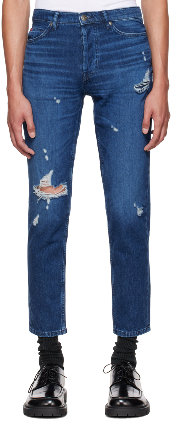 Hugo Blue Distressed Jeans Hugo Boss