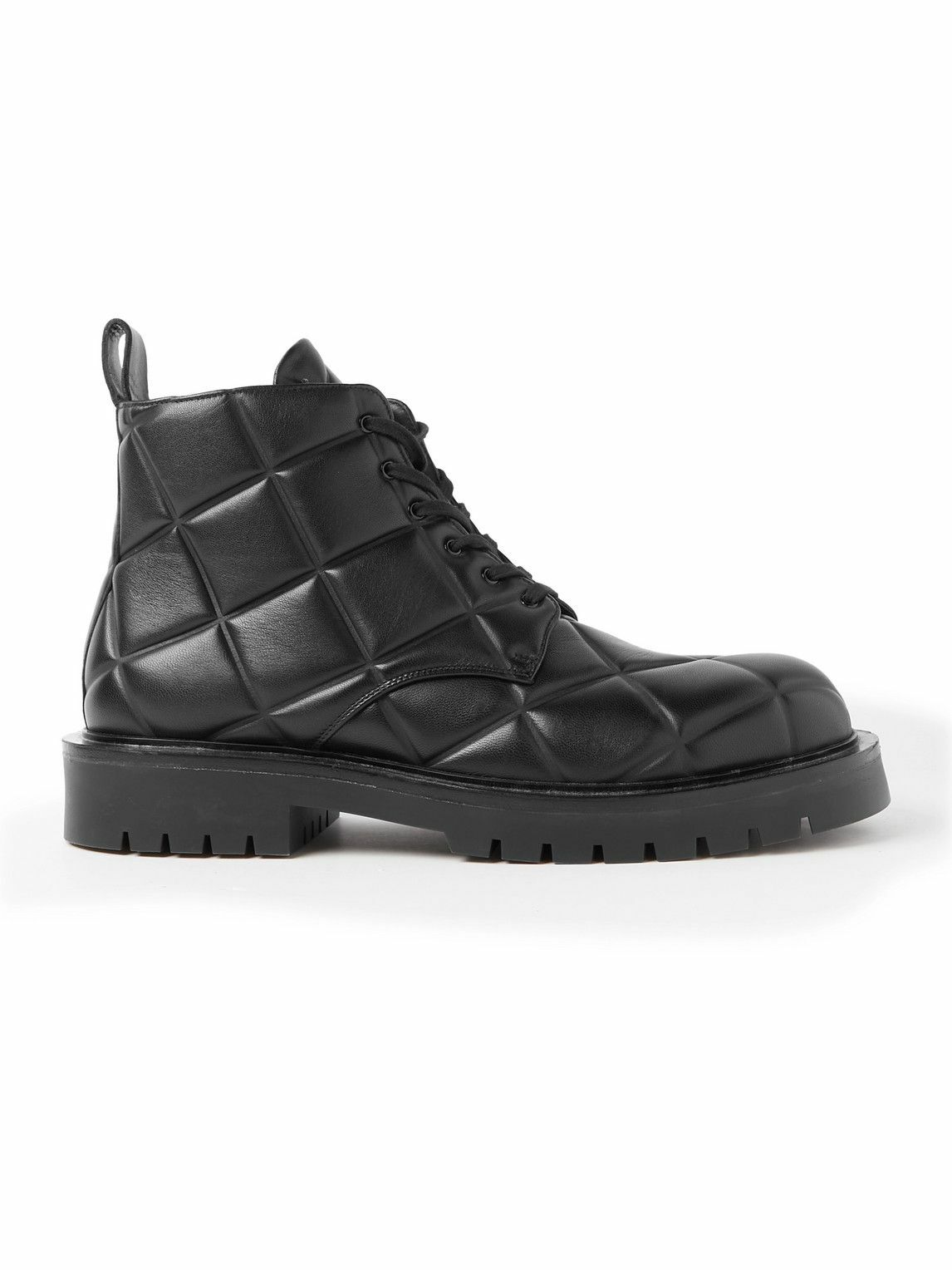 Bottega Quilted Leather Boots Black Bottega