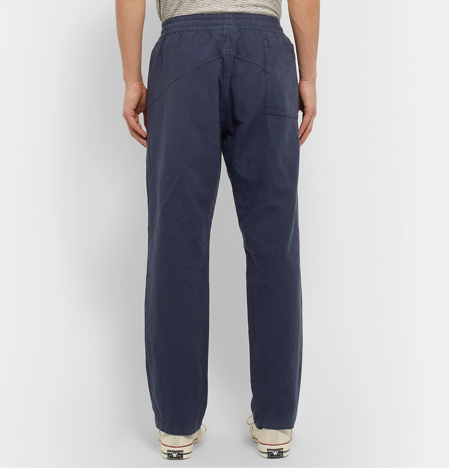 YMC - Alva Cotton and Linen-Blend Drawstring Trousers - Blue YMC