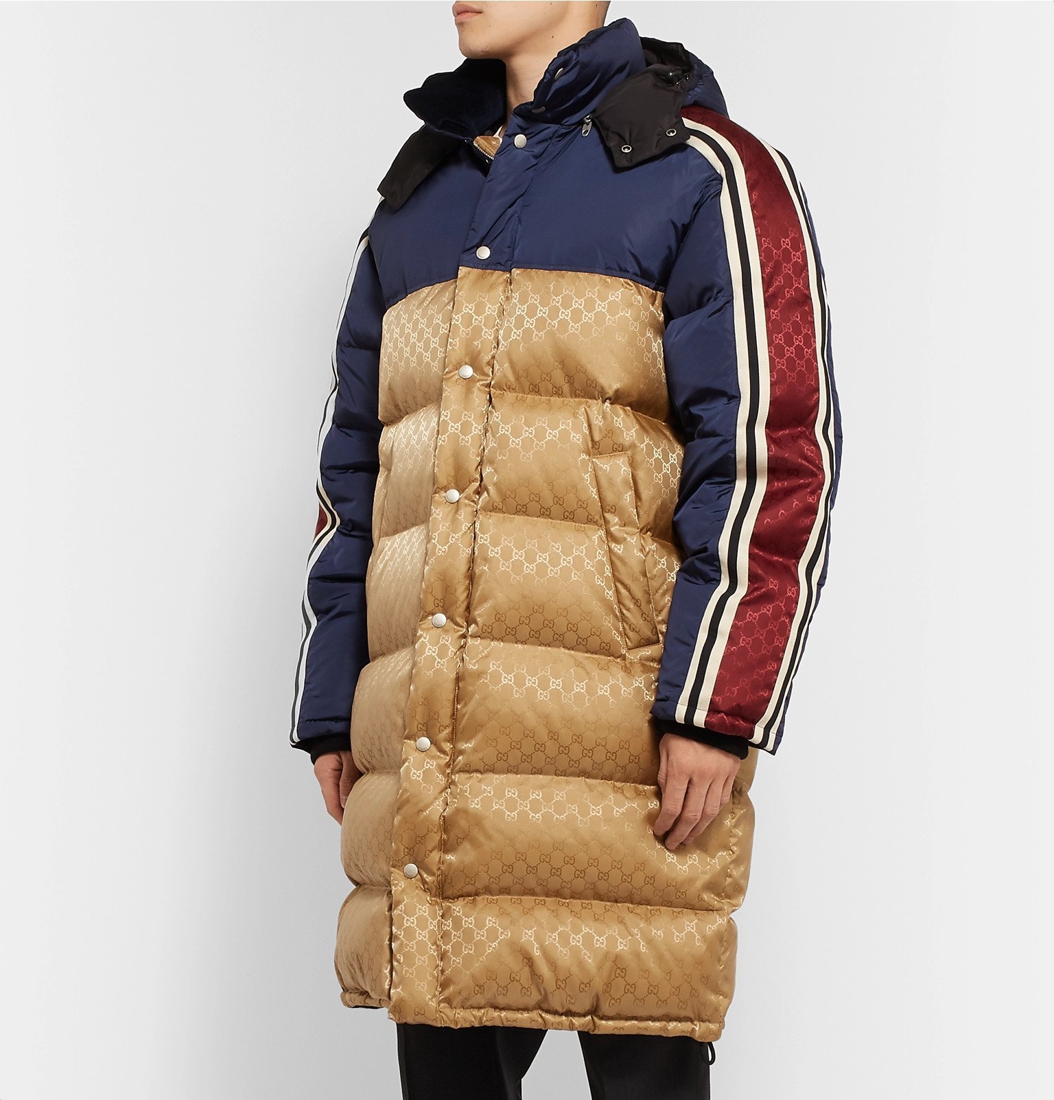 Gucci - Oversized Quilted Logo-Jacquard Shell Hooded Down Jacket - Yellow  Gucci