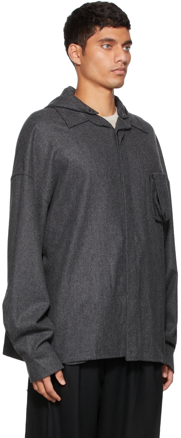Hyein Seo Grey Wool Hooded Shirt Hyein Seo