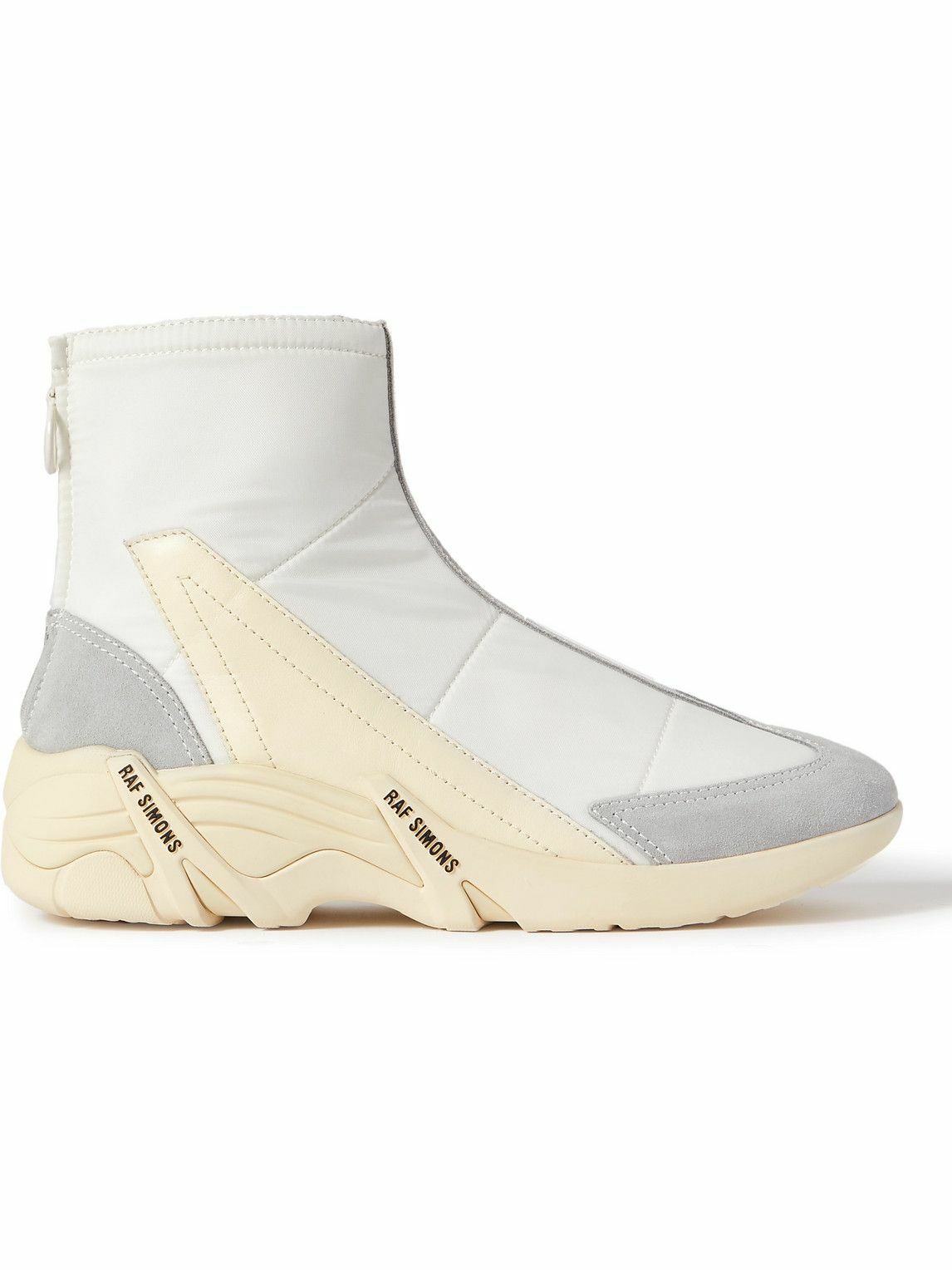 Photo: Raf Simons - Cylon 22 Quilted Nylon, Leather and Suede Boots - White