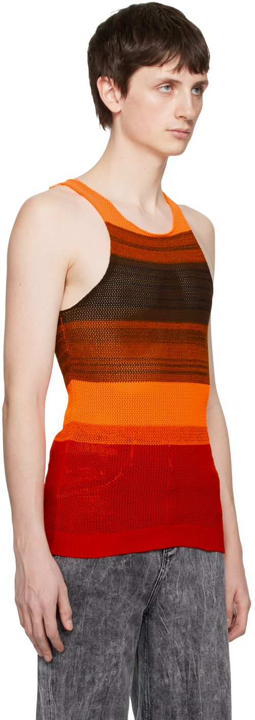 Agr Orange Striped Tank Top Agr 3819