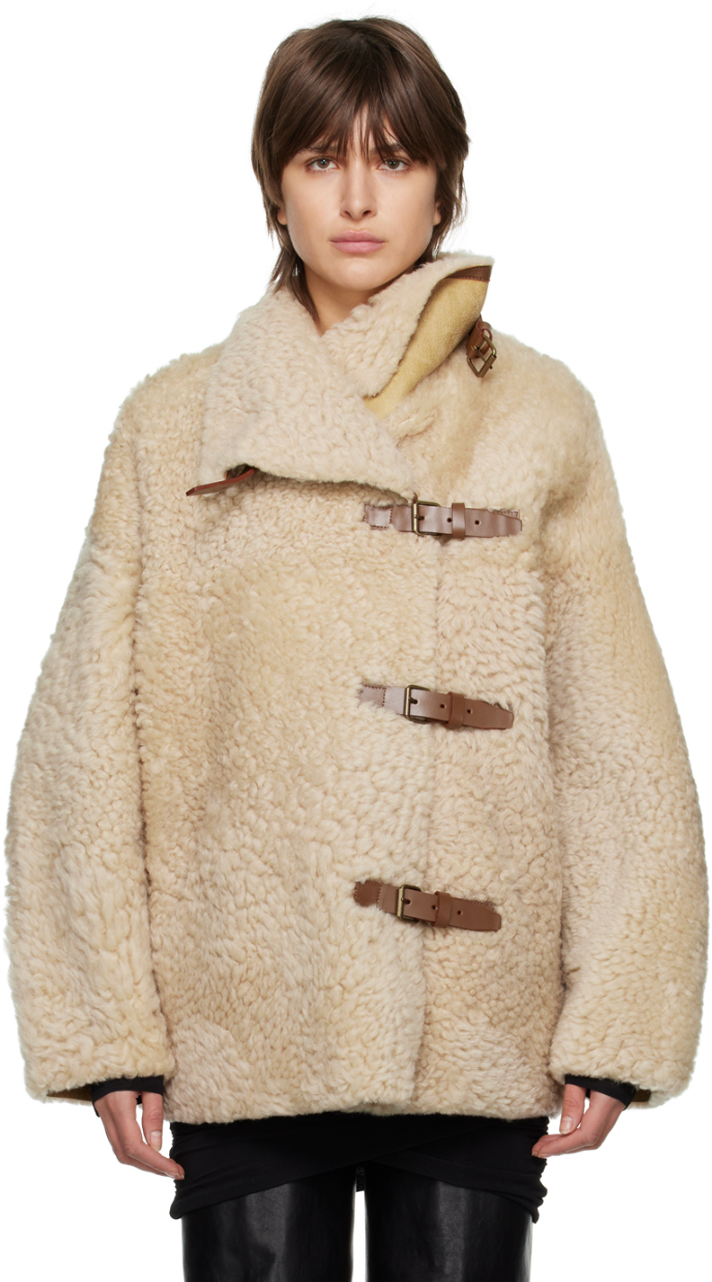 Isabel Marant Beige Bealila Shearling Coat Isabel Marant