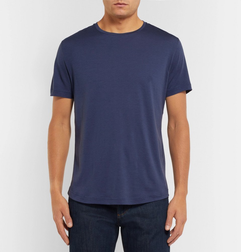 Loro Piana - Silk and Cotton-Blend Jersey T-Shirt - Men - Blue Loro Piana