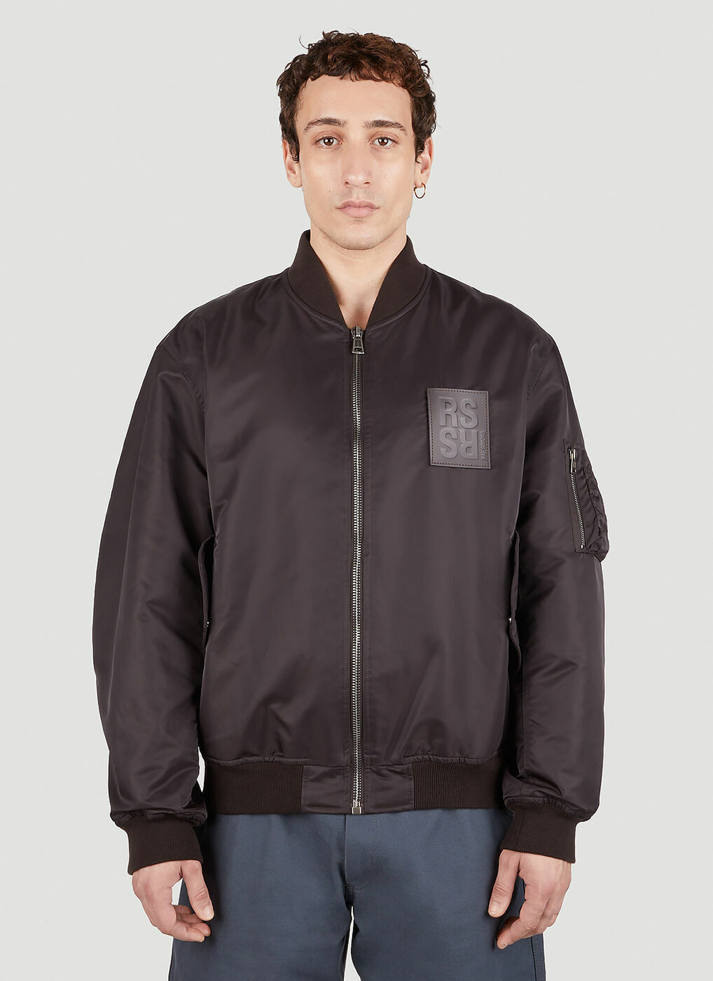 Raf Simons - Logo Patch Bomber Jacket in Brown Raf Simons