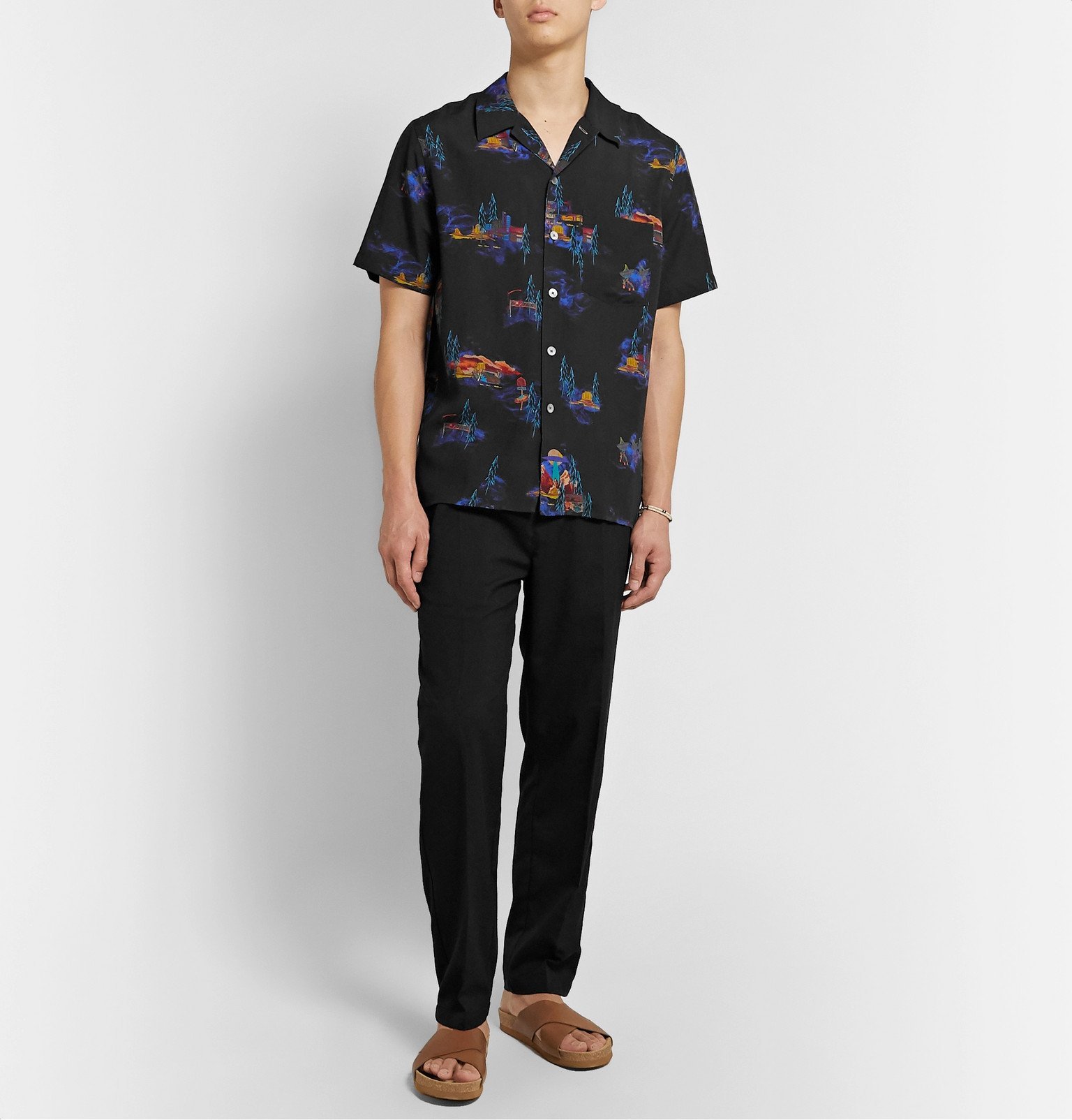 PS Paul Smith - Camp-Collar Printed Lyocell Shirt - Black PS by Paul Smith