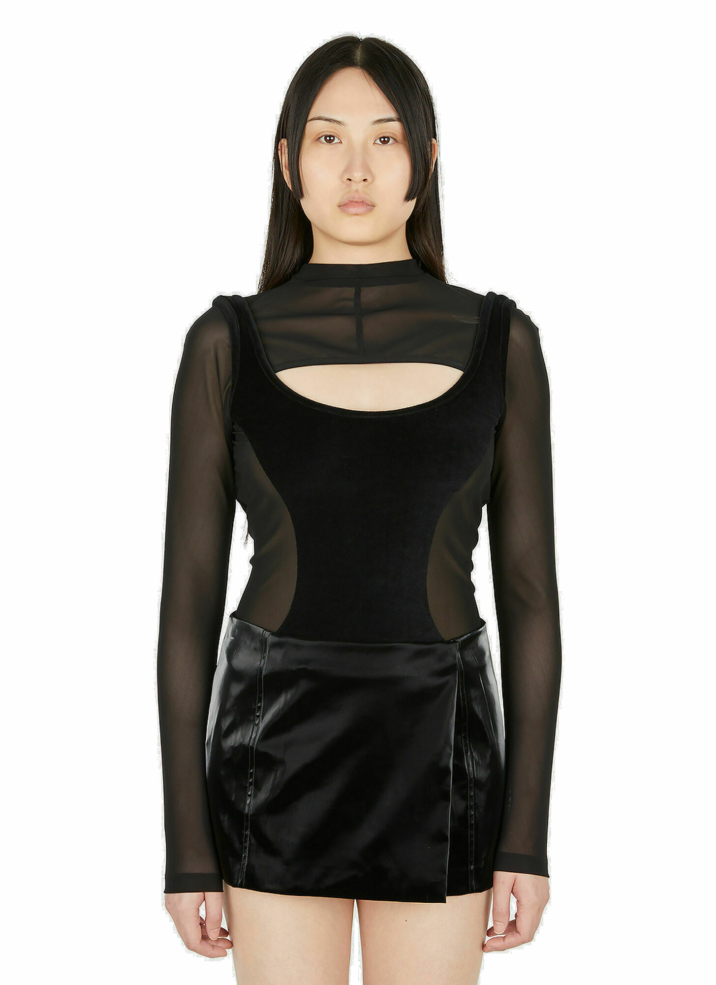 Long Now Panelled Bodysuit in Black McQ Alexander McQueen