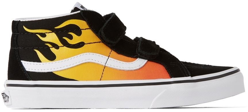 Vans Kids Black Yellow Hot Flame Reissue V Little Sneakers Vans