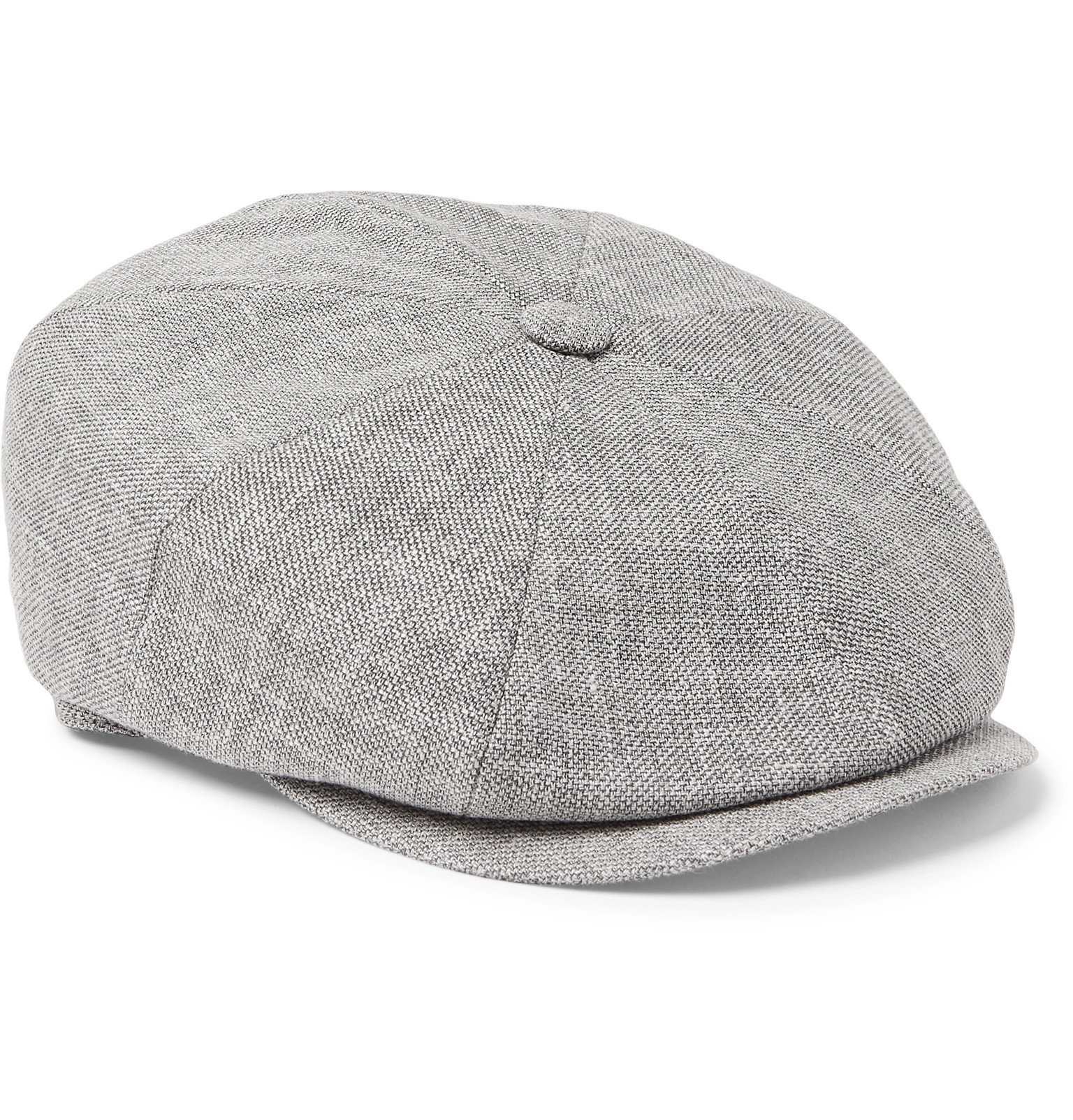 Brunello Cucinelli Linen, Wool and SilkBlend Tweed Flat Cap Gray Brunello Cucinelli