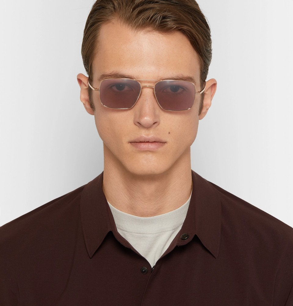 The Row - Oliver Peoples Victory LA Aviator-Style Gold-Tone Titanium ...