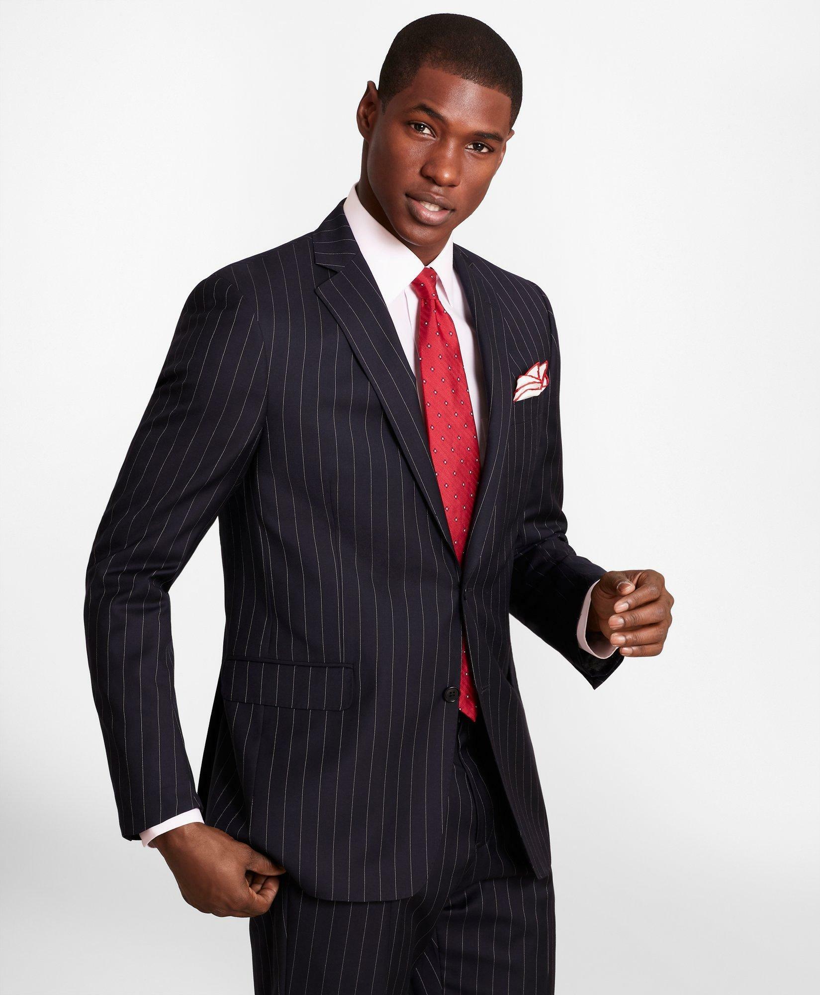 Brooks Brothers Men's Regent-Fit Bead-Stripe Twill Suit Jacket | Navy ...