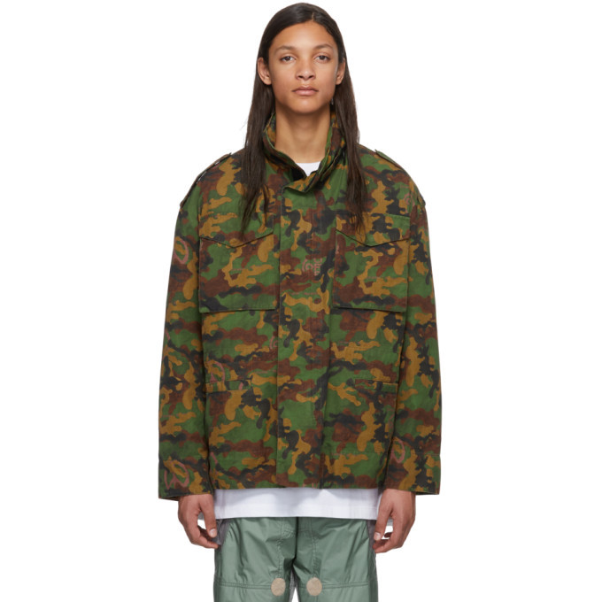 Off-White Green Camo All Over Padded Field Jacket Off-White