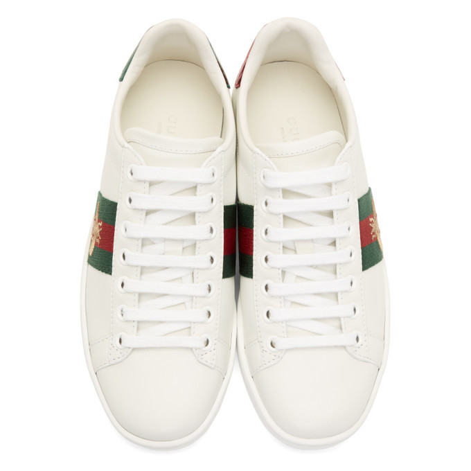 gucci white bee ace sneakers