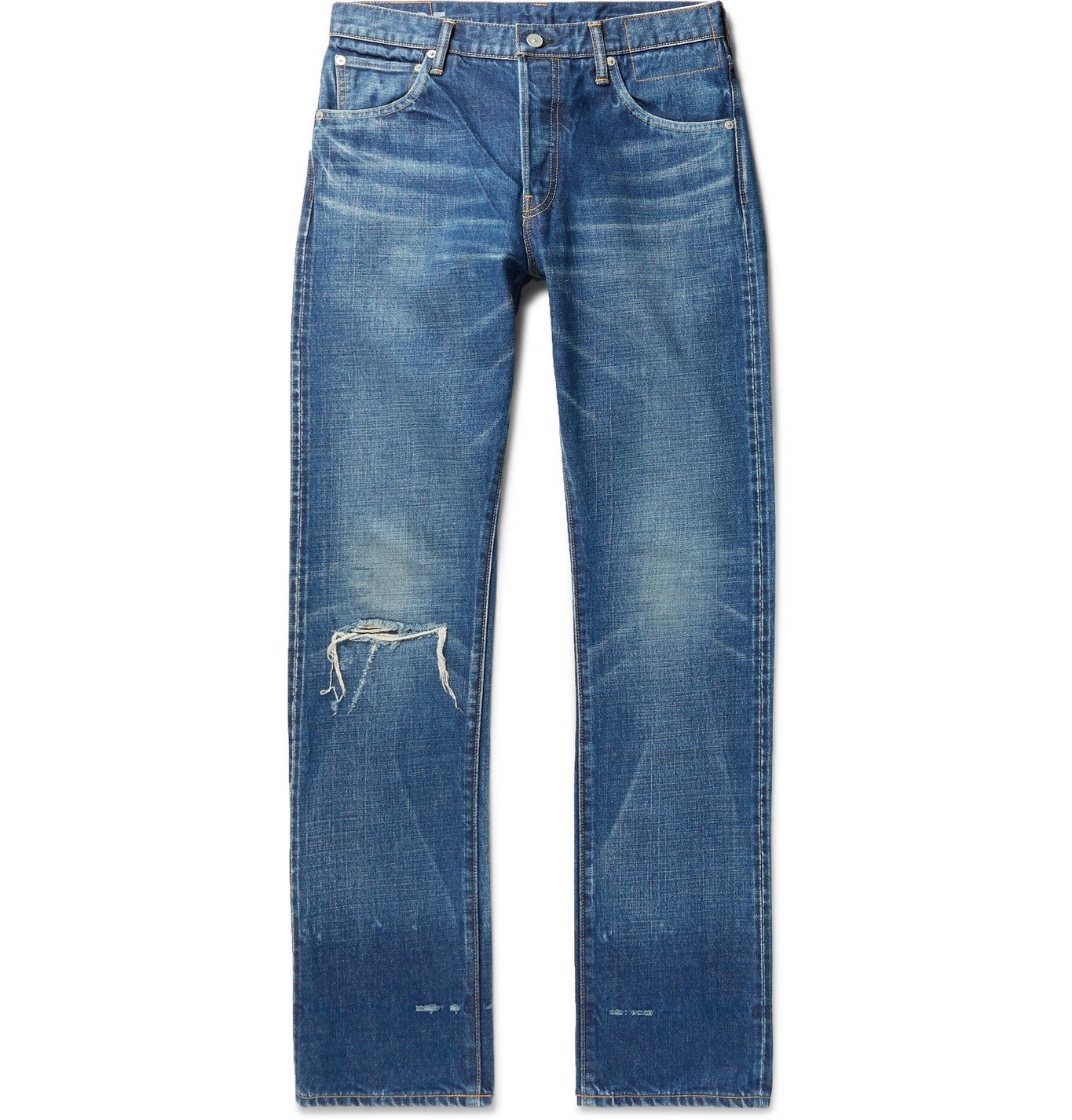 visvim - Social Sculpture 16 Damaged-25 Distressed Denim Jeans - Blue ...