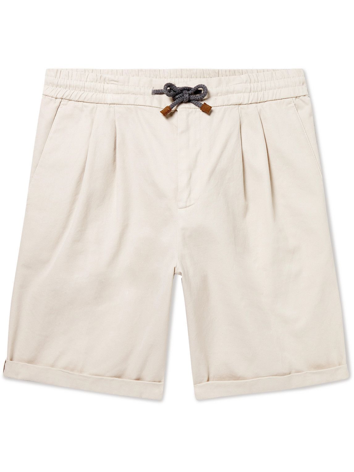 Straight-Leg Pleated Cotton-Twill 