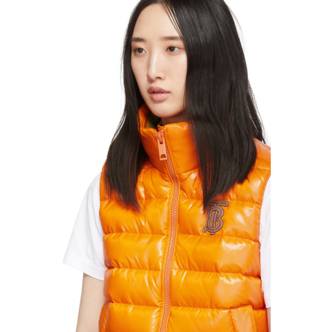 Burberry Orange Down Hessle Vest Burberry