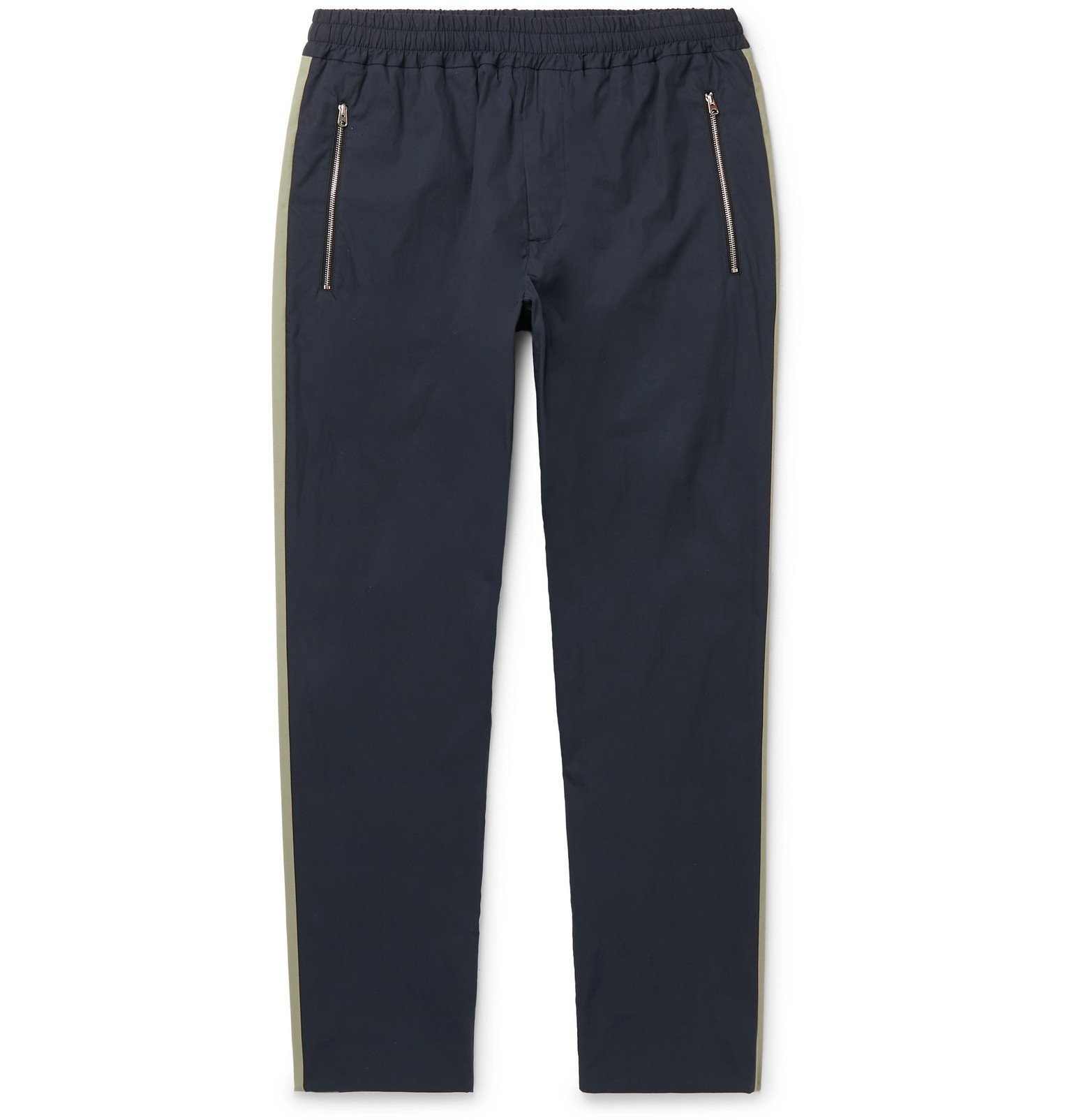 Stella McCartney - Tapered Striped Cotton Drawstring Trousers - Blue ...