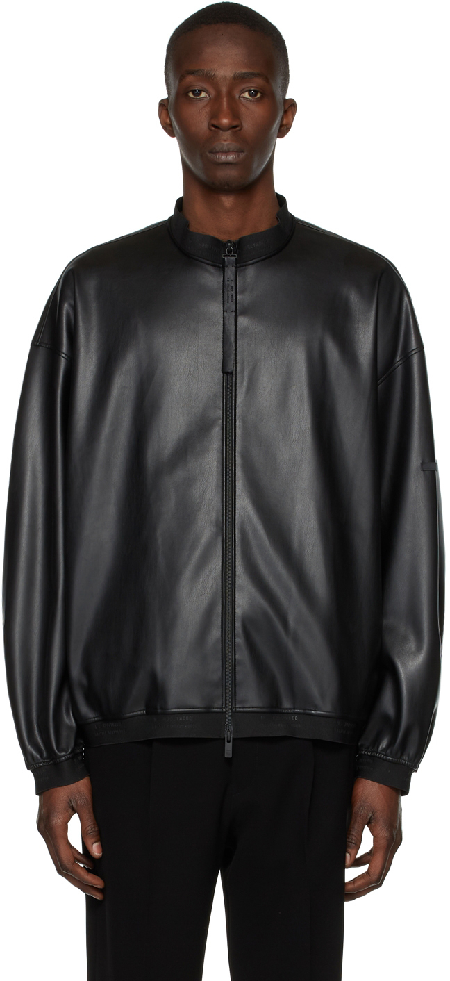 N.Hoolywood Black Faux-Leather Bomber Jacket N.Hoolywood