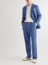 Oliver Spencer - Straight-Leg Linen and Cotton-Blend Drawstring Trousers - Blue