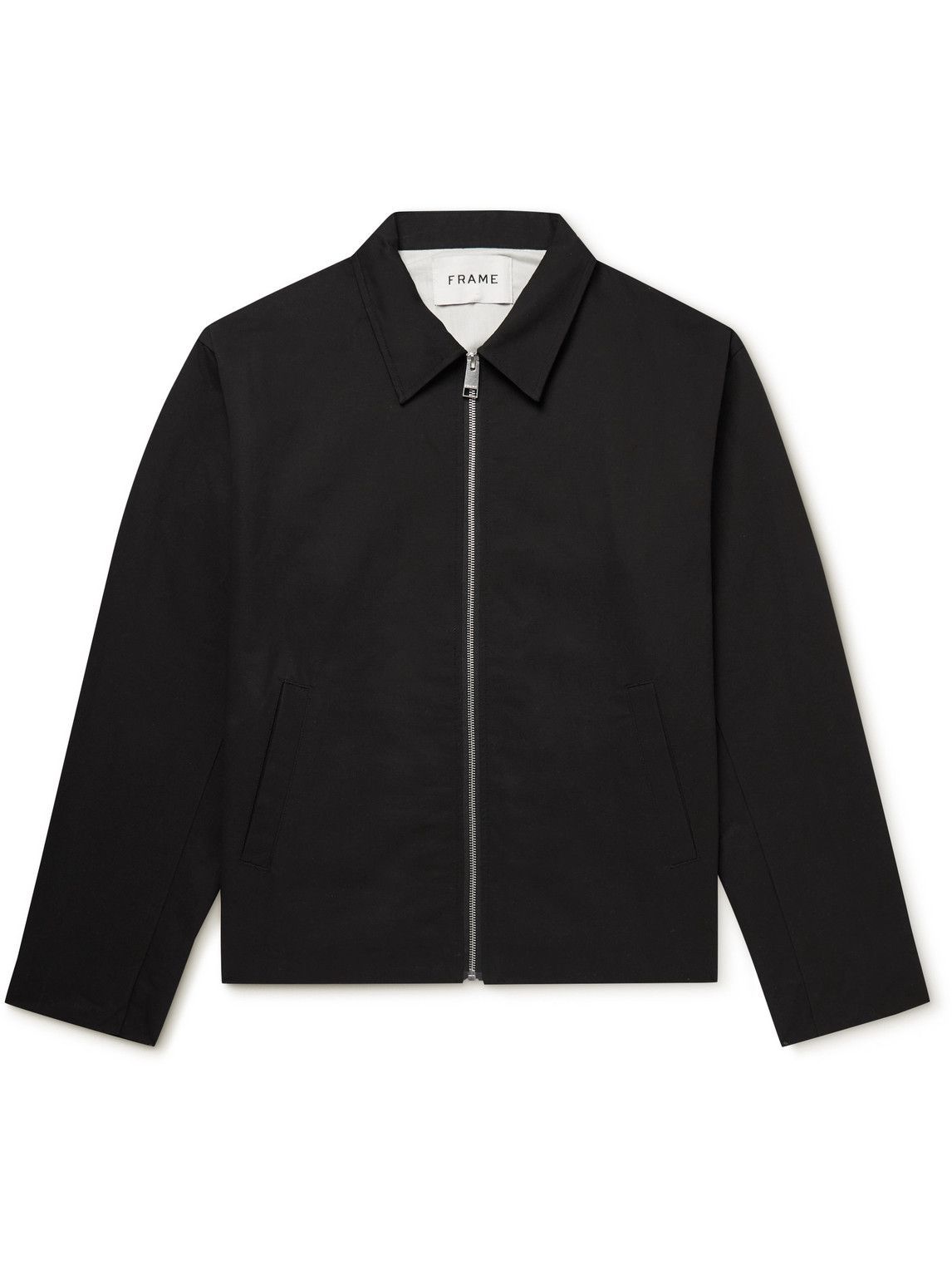 FRAME - Cotton and Linen-Blend Twill Blouson Jacket - Black Frame