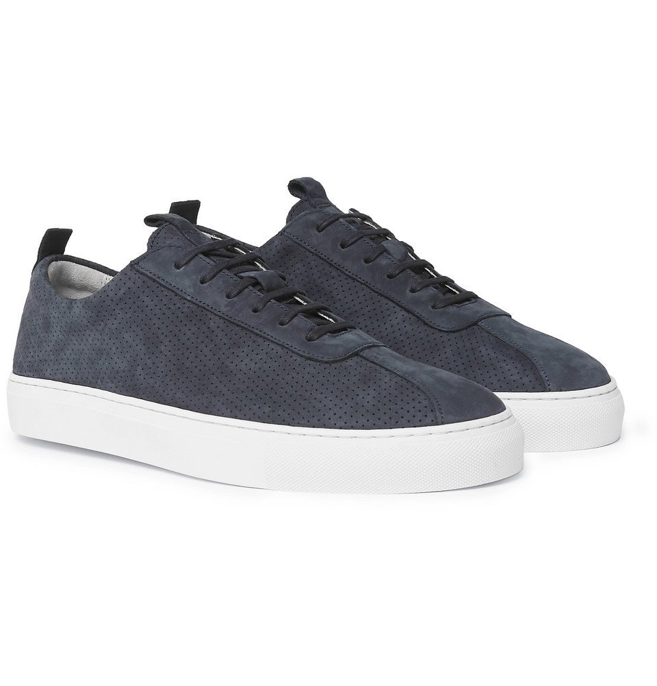 Grenson - Perforated Nubuck Sneakers - Men - Navy Grenson