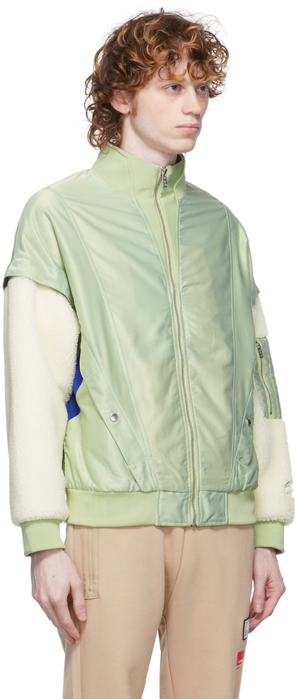 LiNing Green Contrast Sleeve Bomber Jacket LiNing