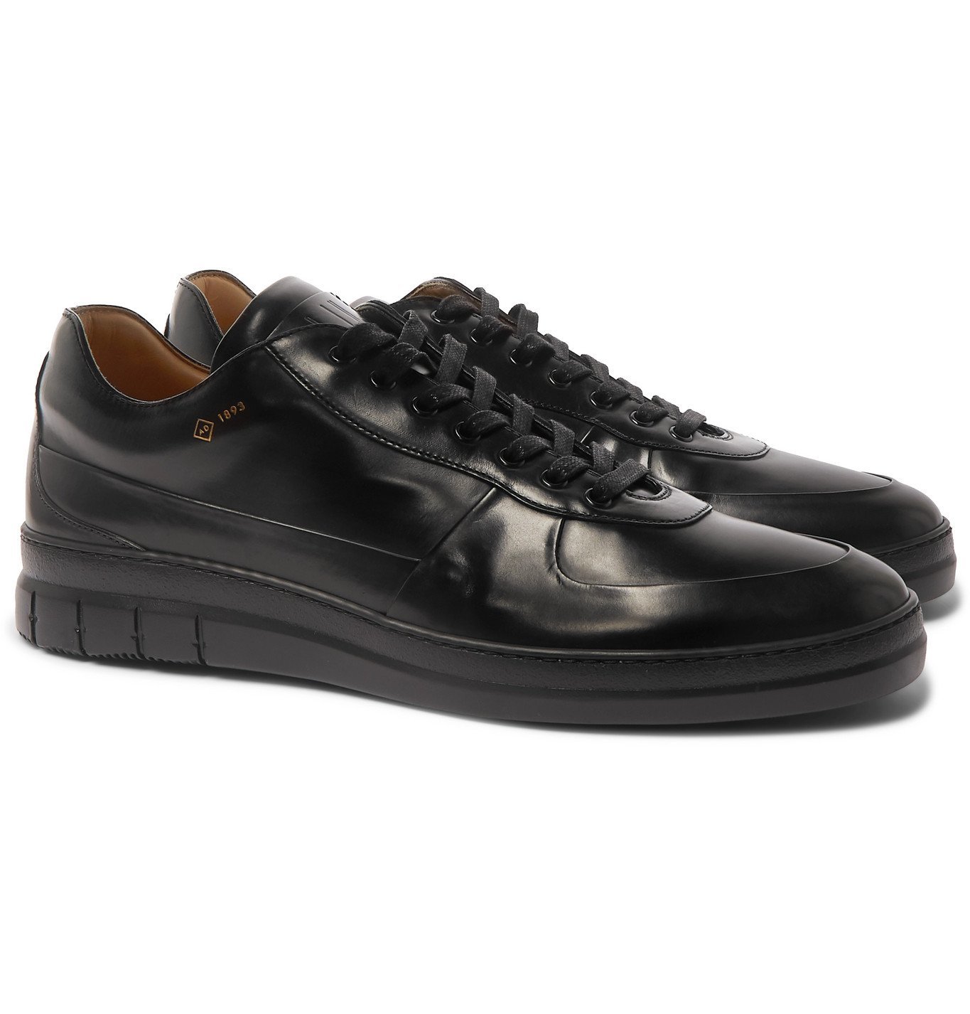 Dunhill - Duke Polished-Leather Sneakers - Black Dunhill