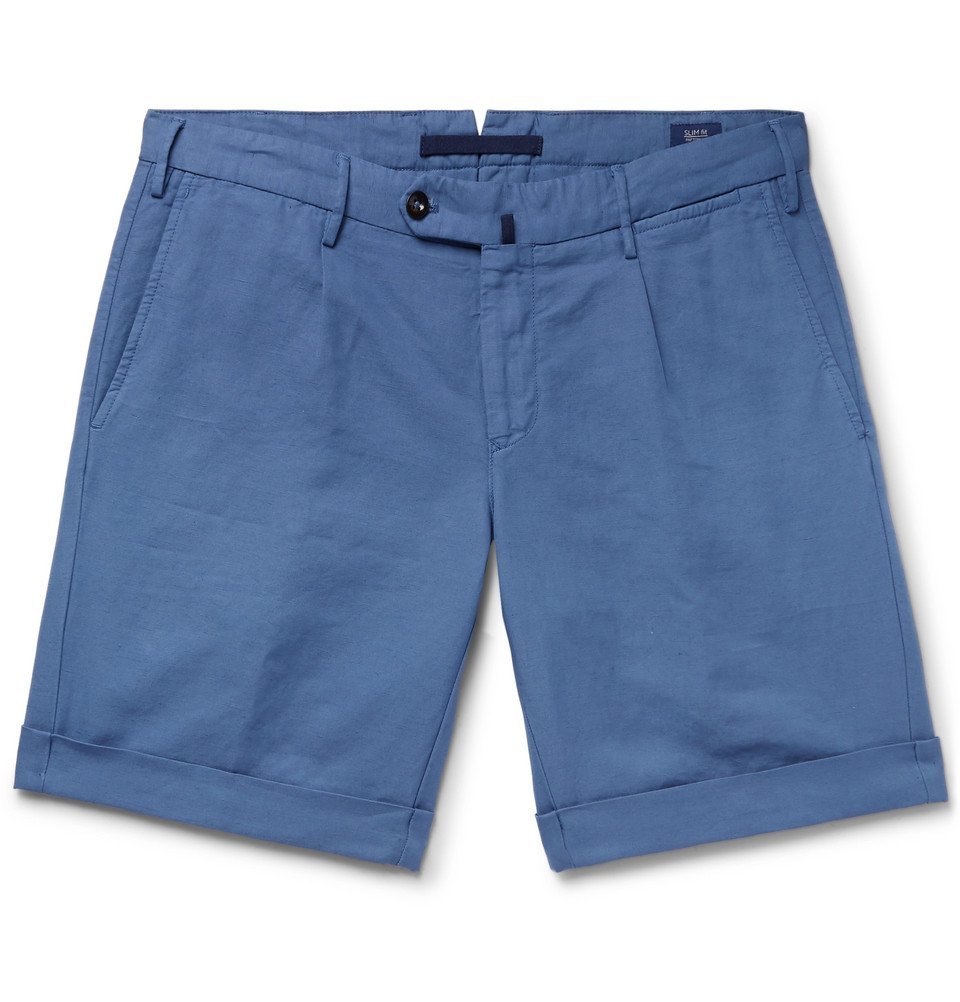 Incotex - Slim-Fit Garment-Dyed Linen and Cotton-Blend Shorts - Men ...