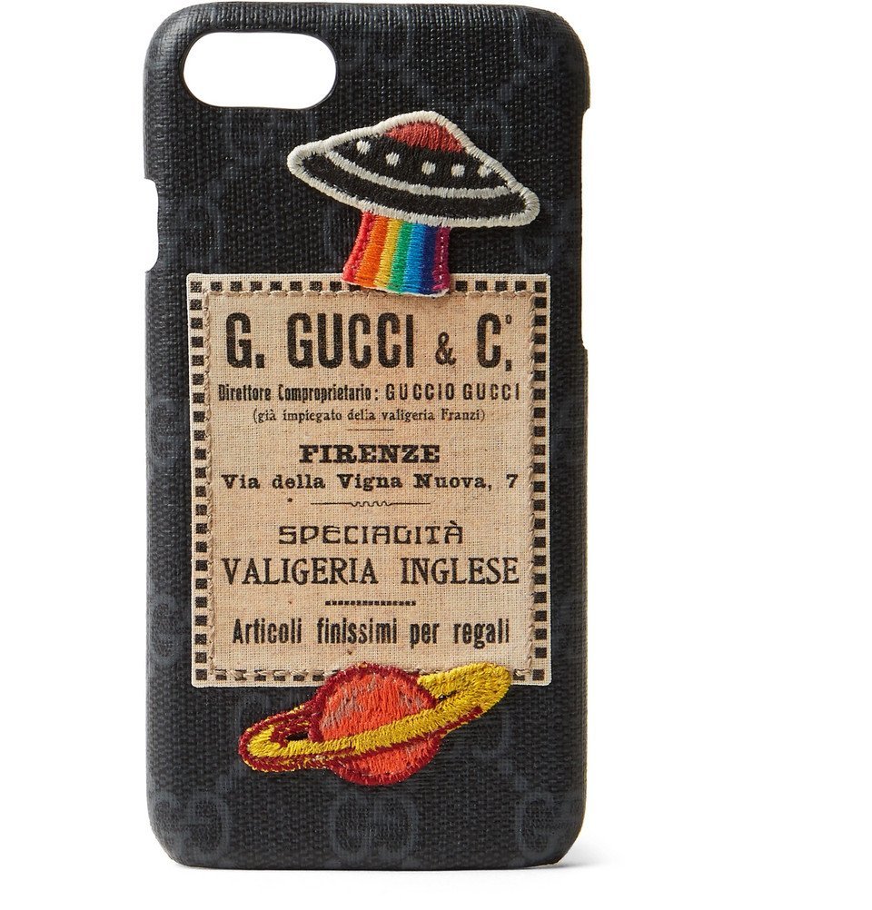 Monogrammed Coated-Canvas iPhone 7 Case - Men - Black Gucci