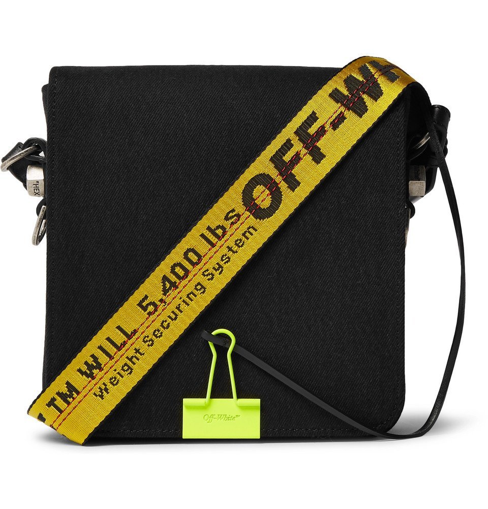 OffWhite CottonTwill Messenger Bag Black OffWhite