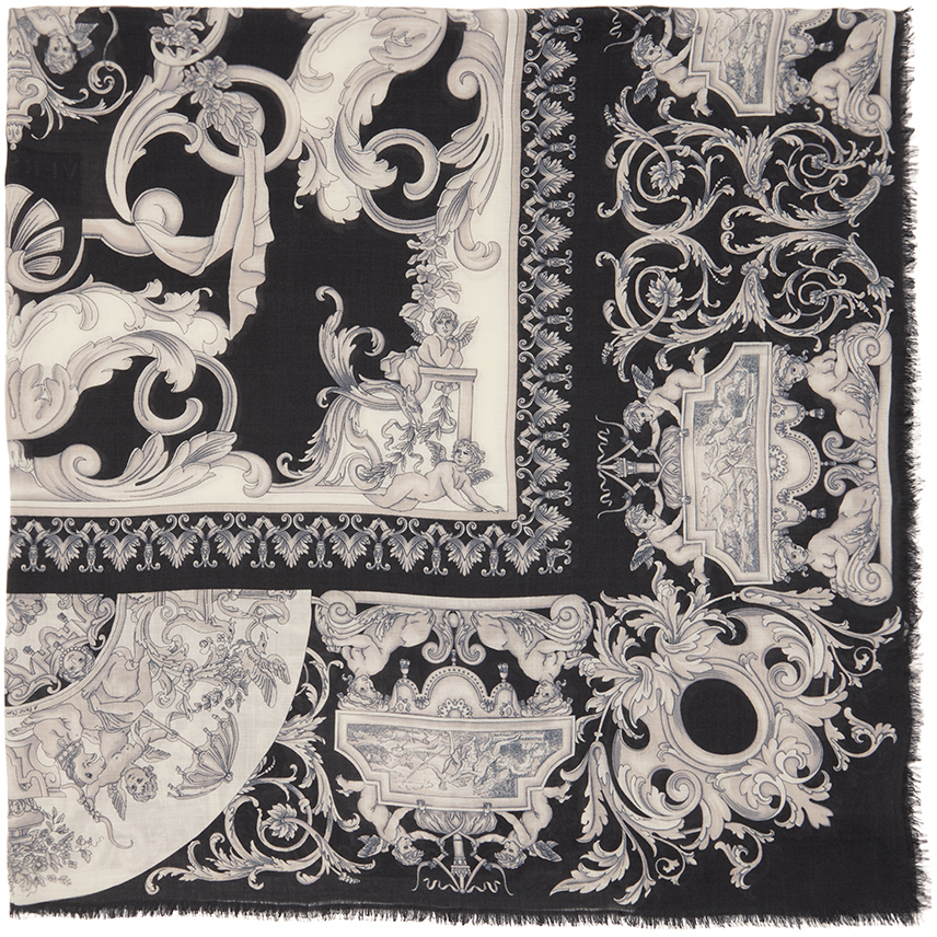 Versace Black & White Baroque Scarf Versace