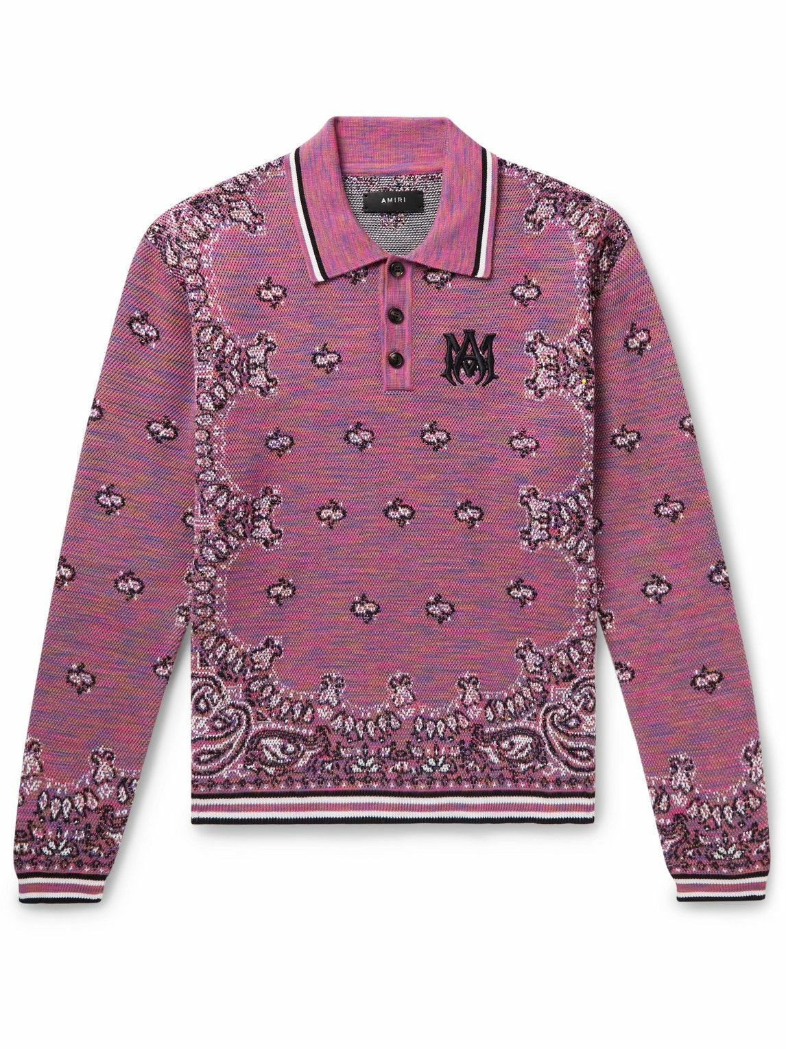 Photo: AMIRI - Space-Dyed Bandana-Jacquard Cotton Polo Shirt - Purple