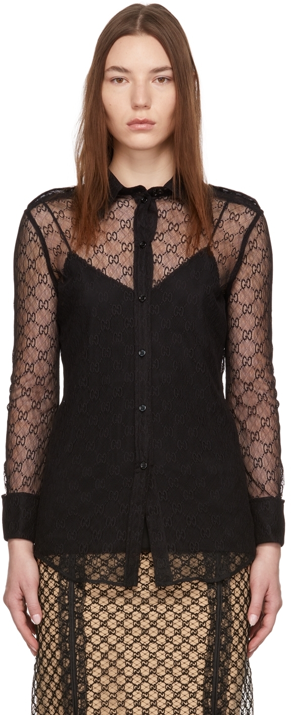 gucci black see through shirt